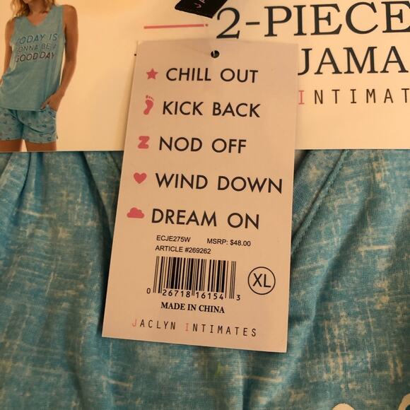 Jaclyn Intimates Blue White Soft Pajama Set XL Today is Gonna Be a Good NWT NEW - Picture 5 of 7